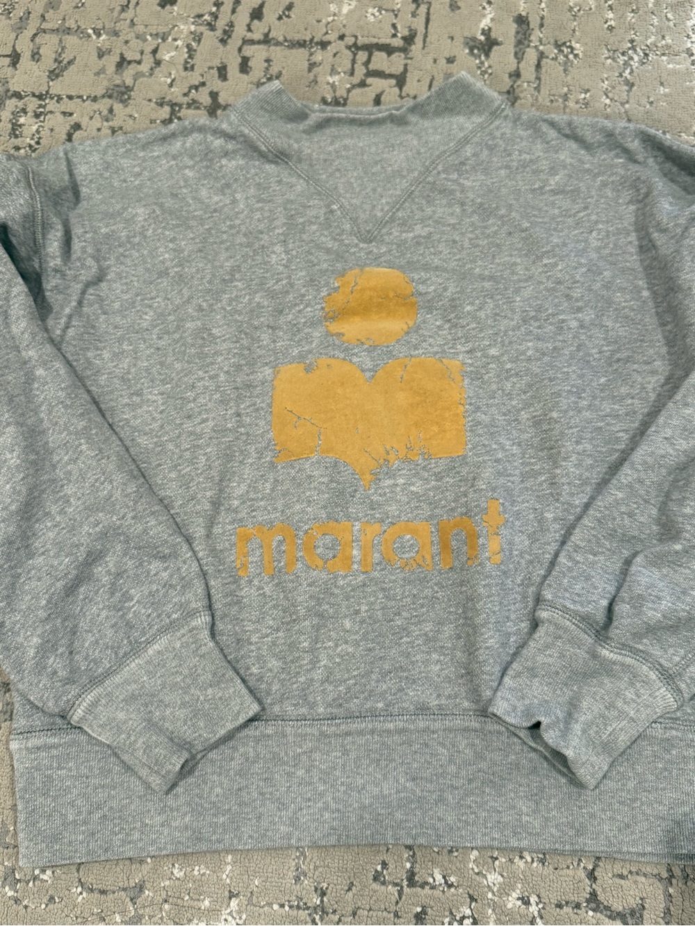 Isabel Marant Gray Crewneck with Gold Logo Graphic